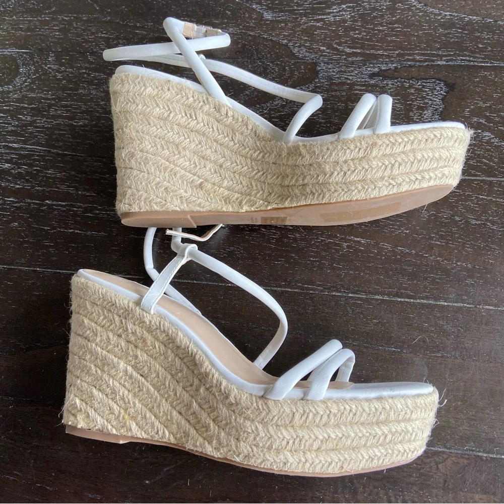 BP Cohan Platform‎ Espadrille Wedge Sandals White Summer Size 11M